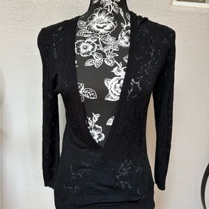 Elegant White House Black Market Black Lace Cardigan